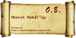 Oberst Bekény névjegykártya